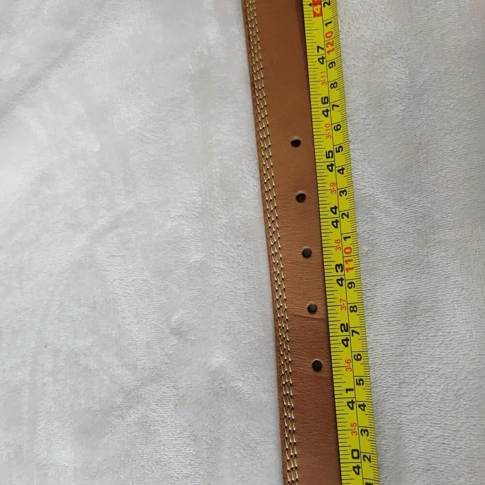 Wrangler Men's Genuine Leather Tan Belt Western Cowboy Basics Casual